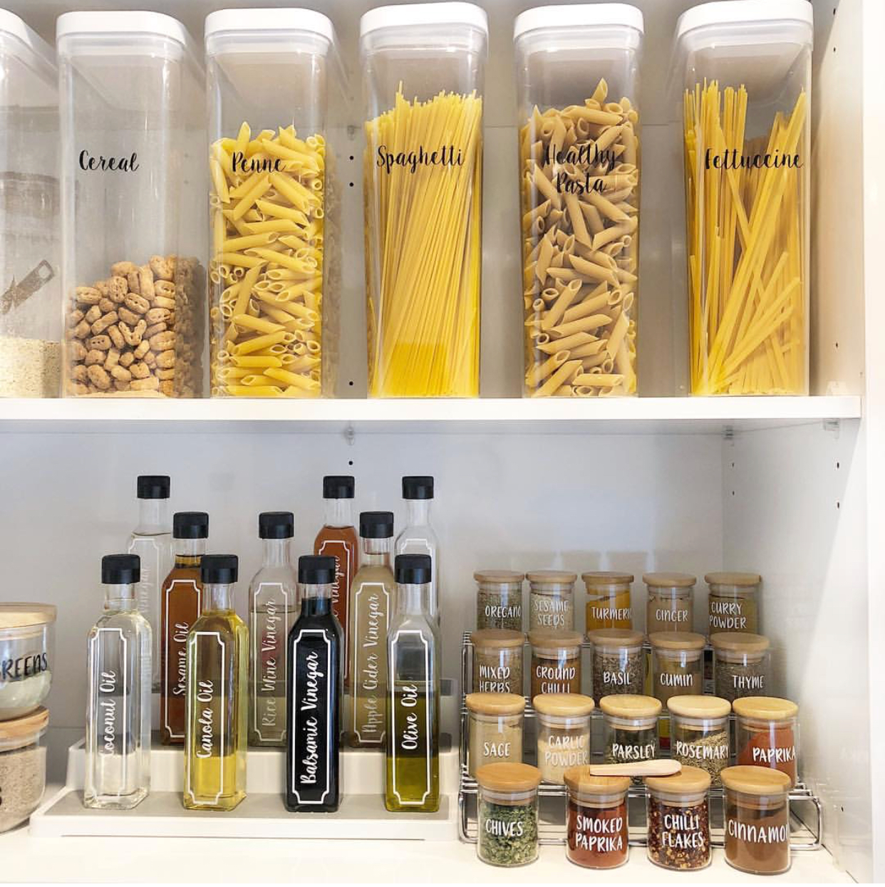 oils and spices storage in pantry