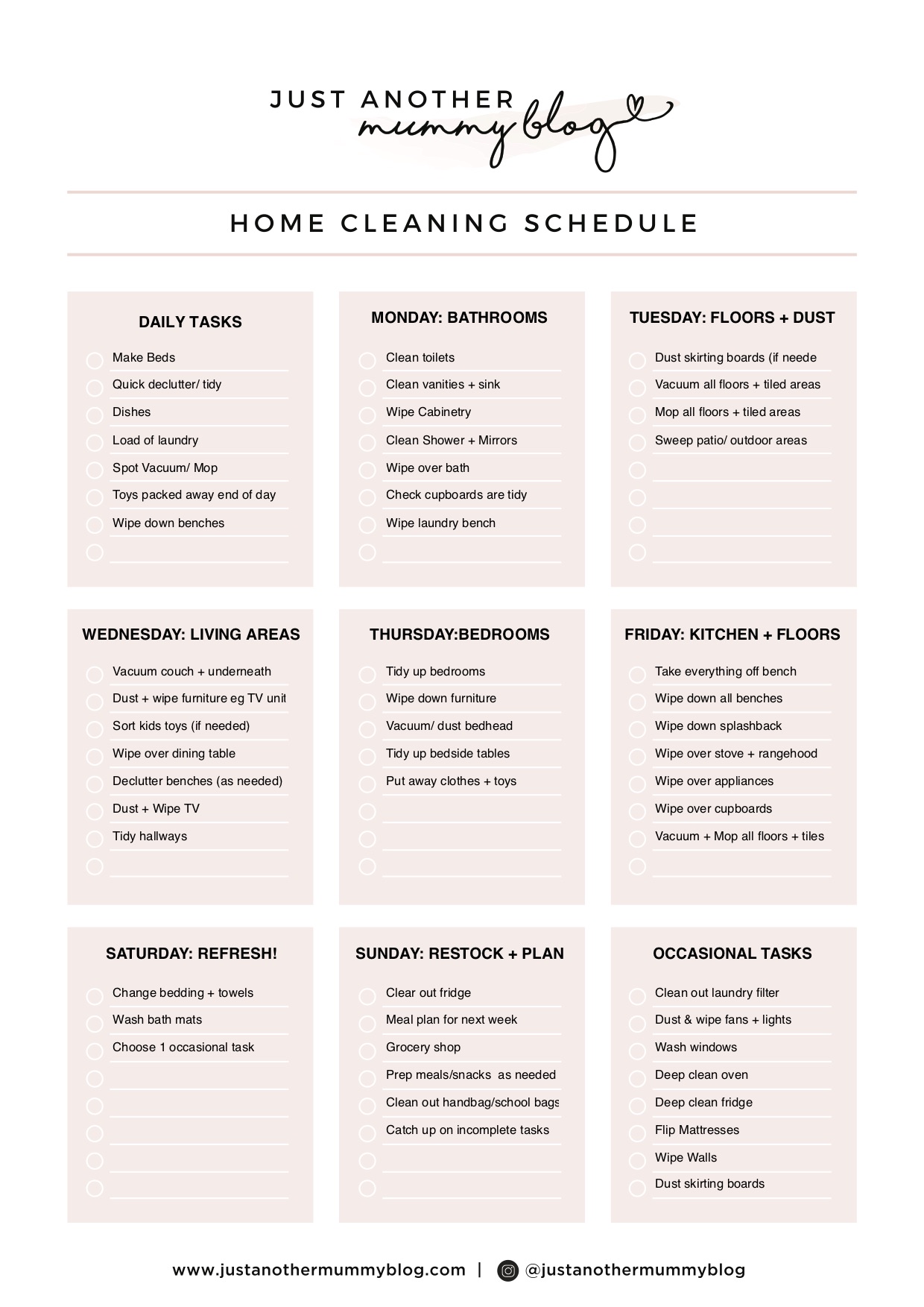 Come Clean - Free Cleaning Calendar for April 2016 - Clean Mama